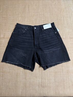 Arizona Jean Company Black Raw-Hem High-Rise Denim Shorts